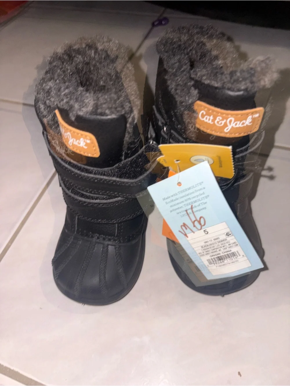 Cat & Jack Black Kids Faux-Fur Winter Boots